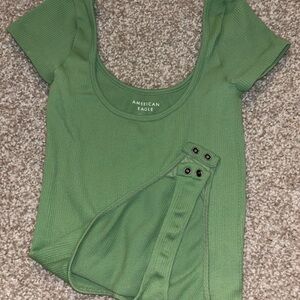 American Eagle Outfitters Sage Green Ribbed Bodysuit Xs/S